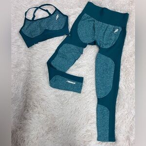 Do You Even Teal Activewear Set with Sports Bra and Leggings Size Medium